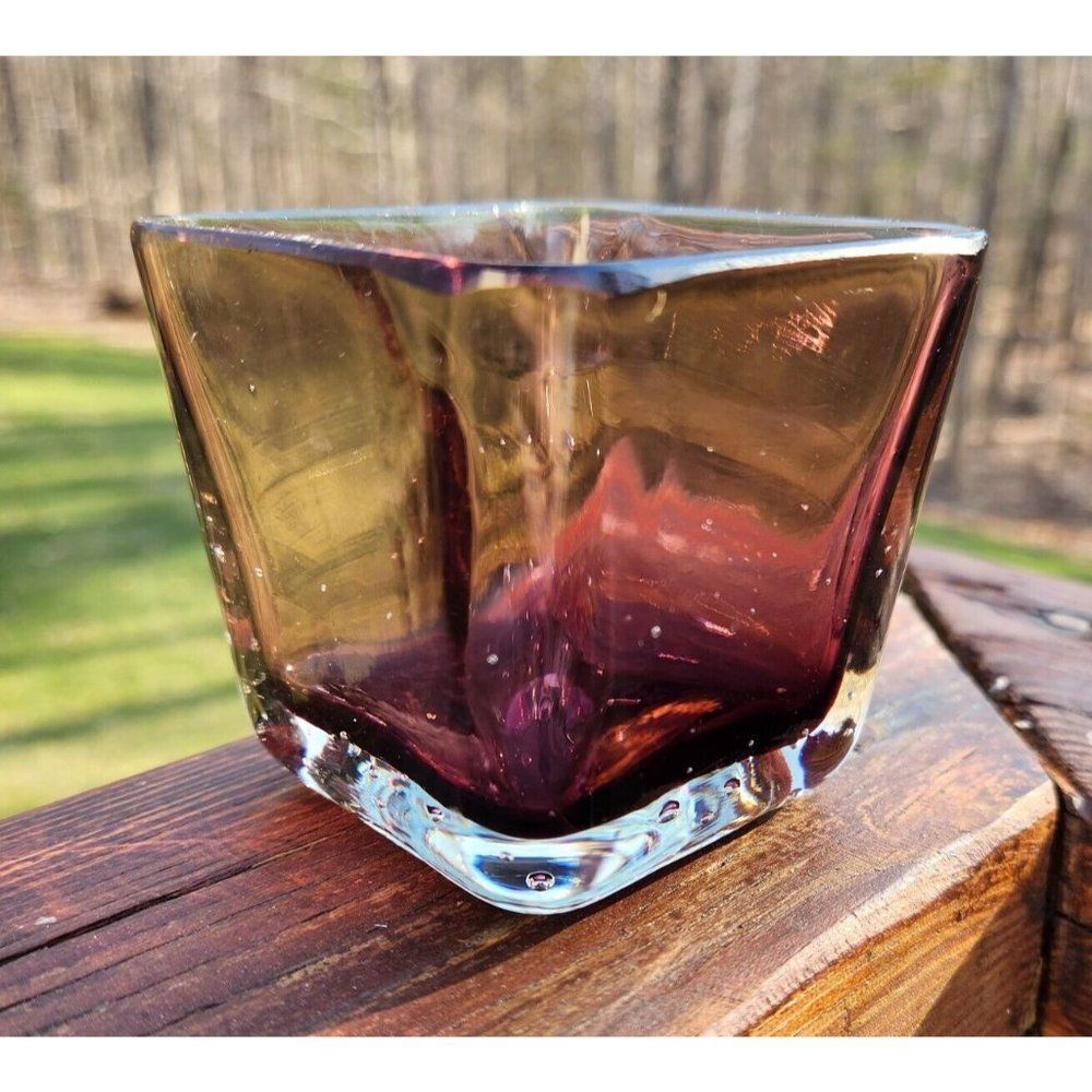 Carl Erickson Purple Sommerso Bullicante Glass Controlled Bubble Cigarette Vase